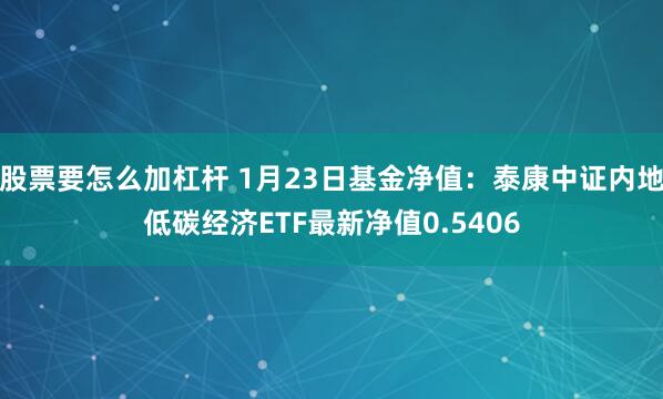 股票要怎么加杠杆 1月23日基金净值：泰康中证内地低碳经济ETF最新净值0.5406